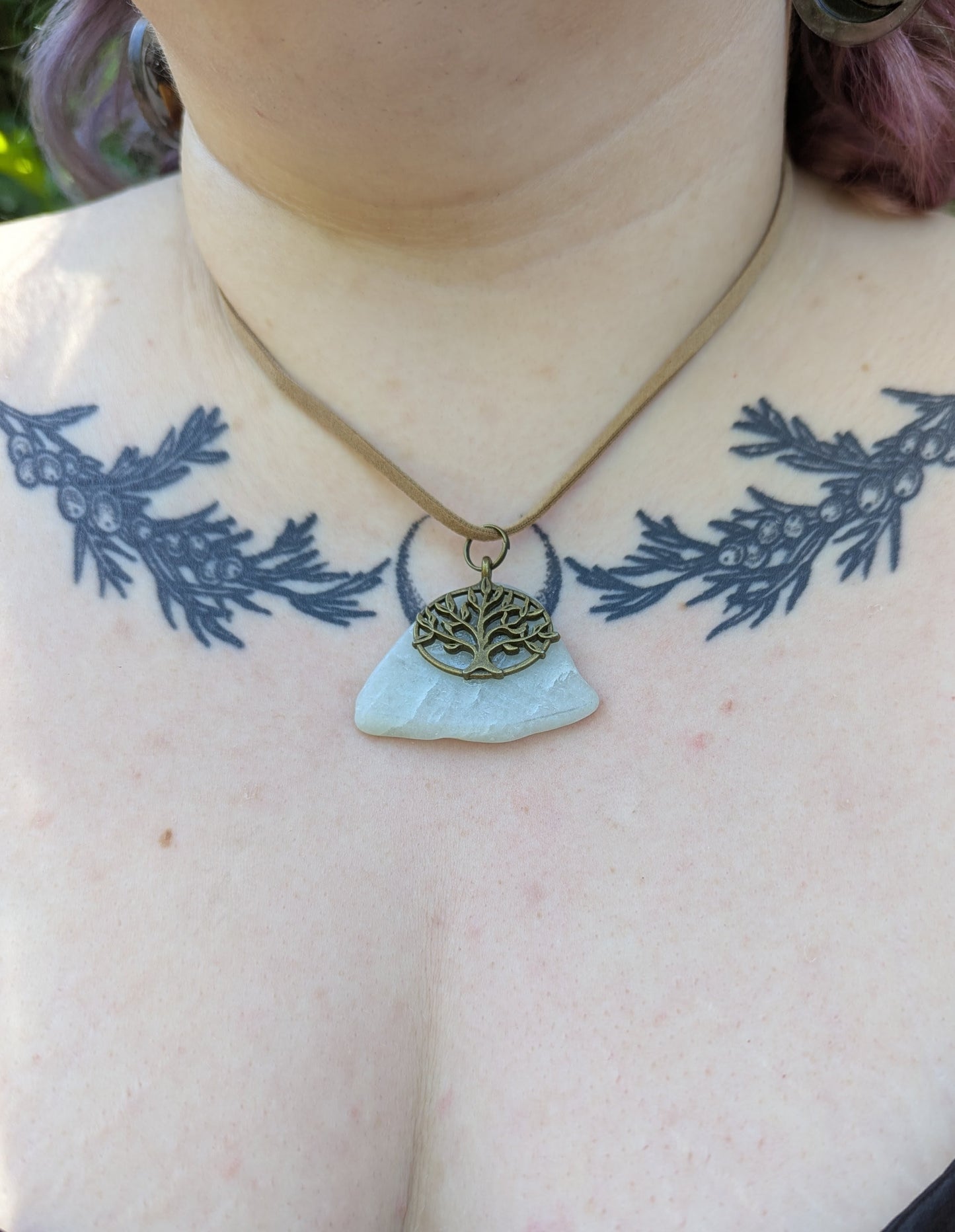 Green Calcite Tree of Life Necklace