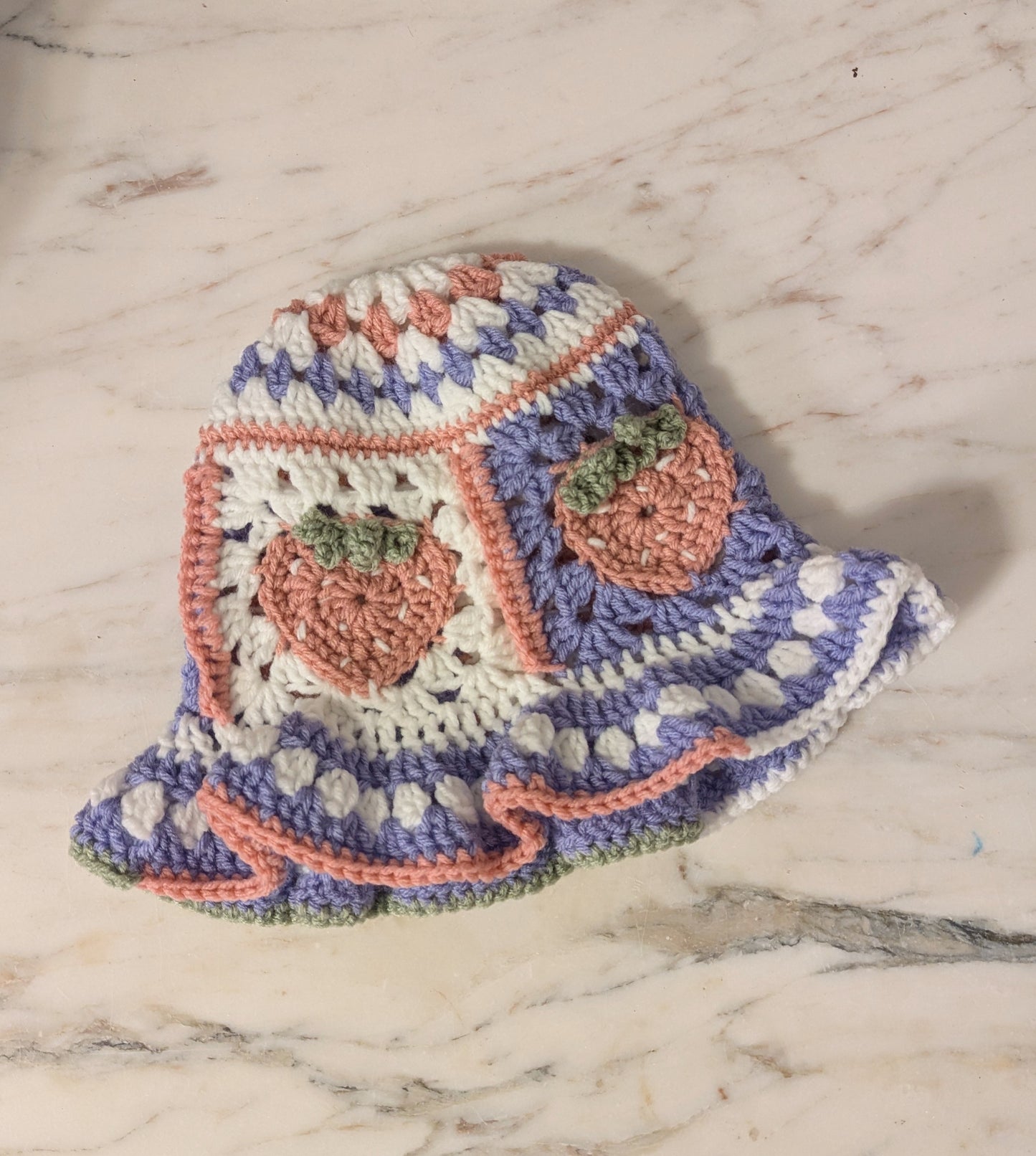 Strawberry Granny Square Bucket Hat