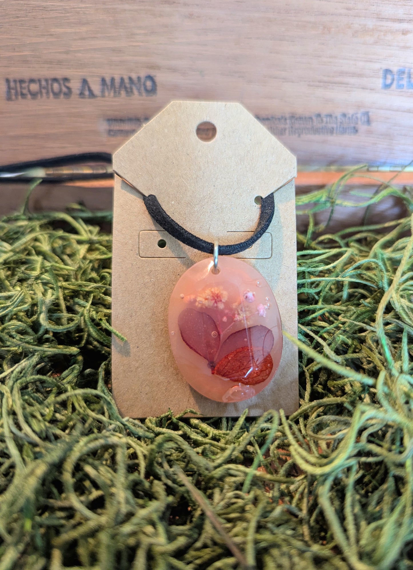 Pink Wildflowers Necklace (Oval)