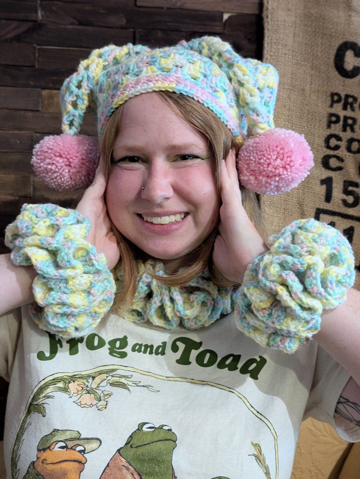 Pastel Jester Pom Cap