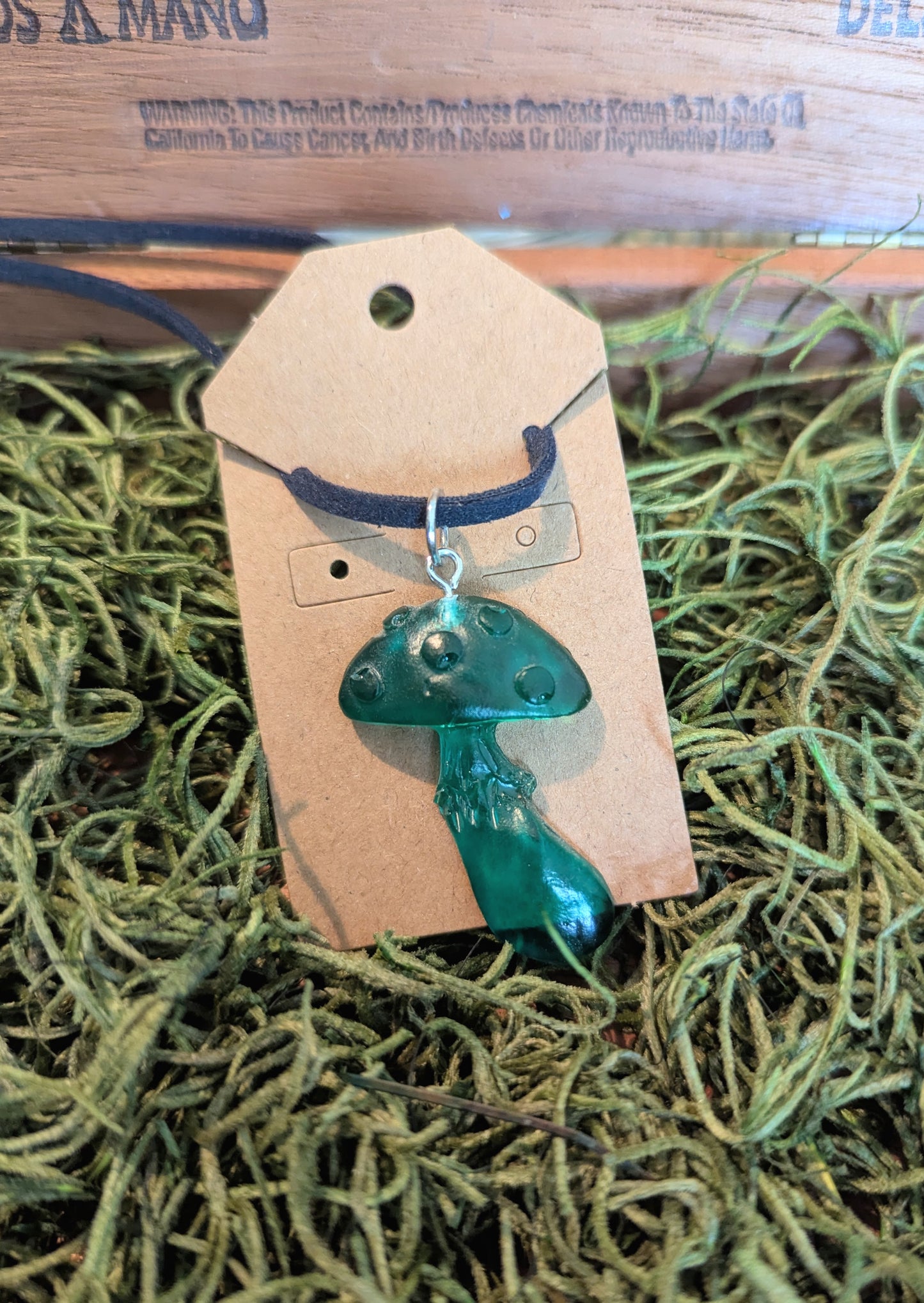 Teal Mushroom Necklace
