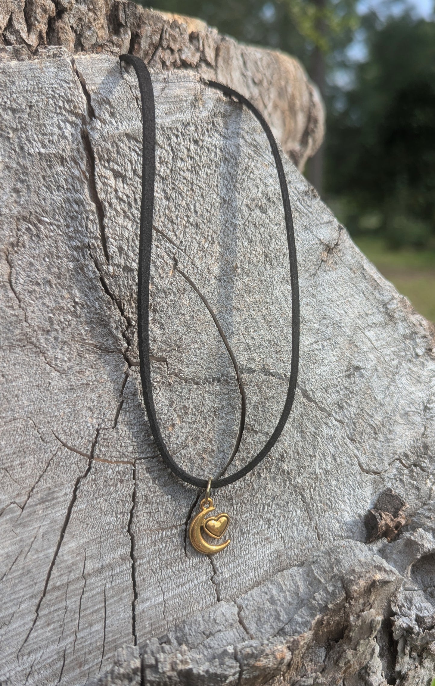 Gold Moon Heart Necklace