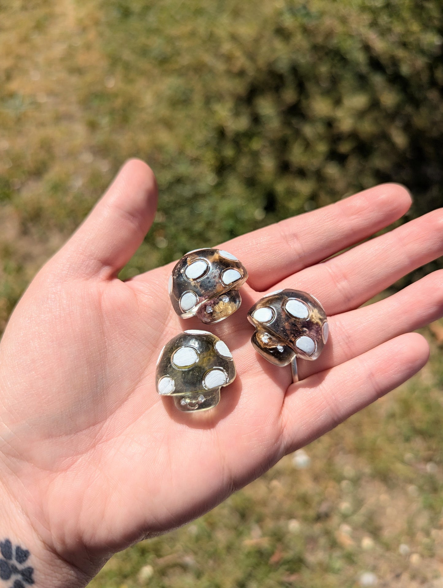Resin Floral Mushies Magnets 3pk