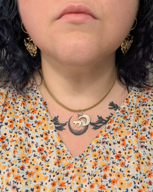 Cats and Moon Necklace