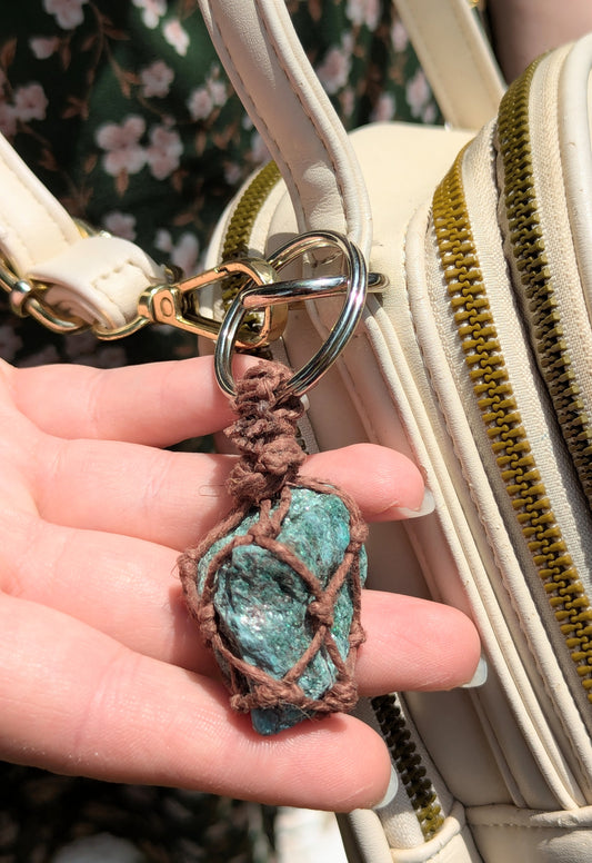 Peacock Ore Macrame Keychain