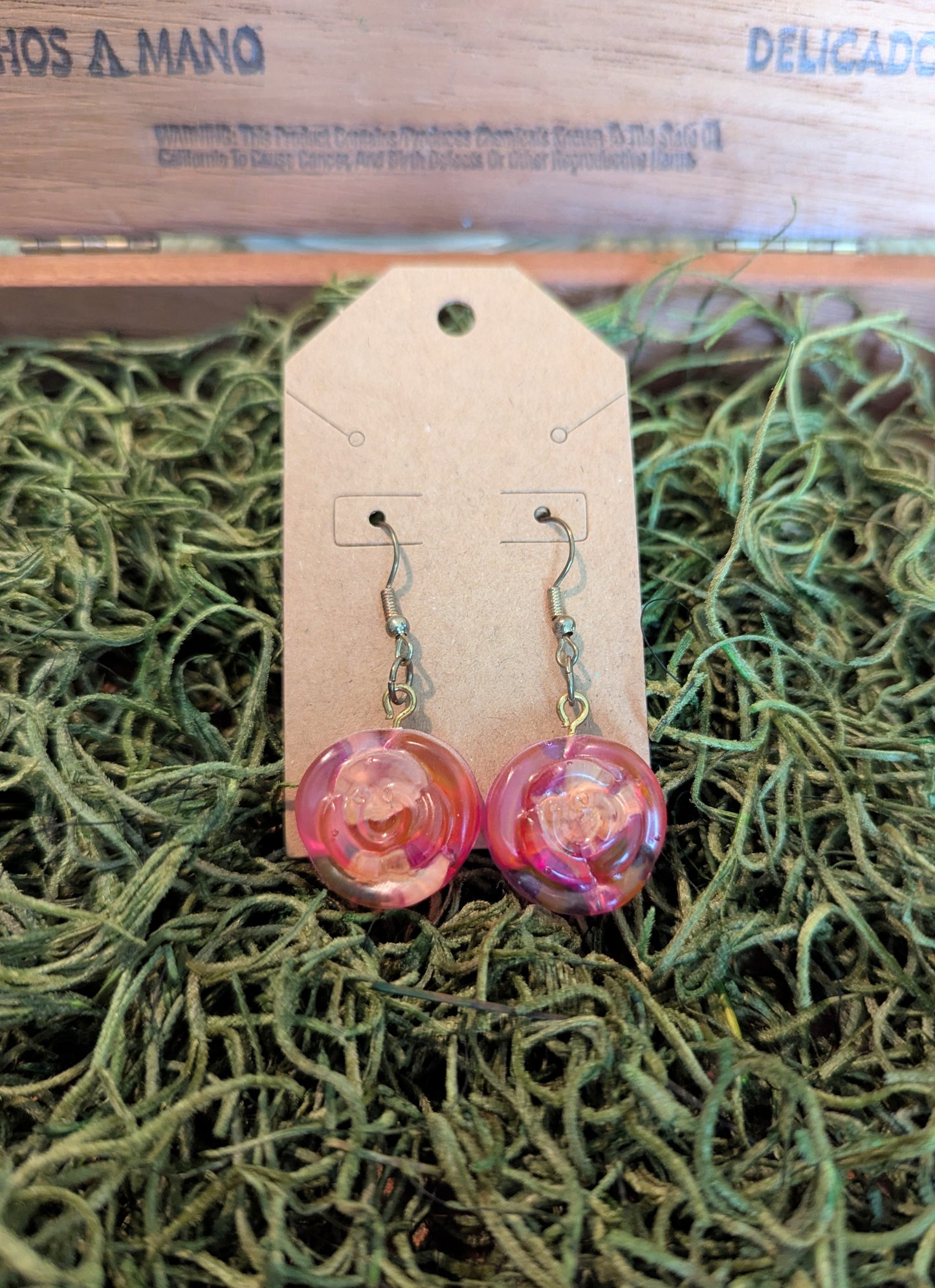 Pink Rose of Sharon Earrings