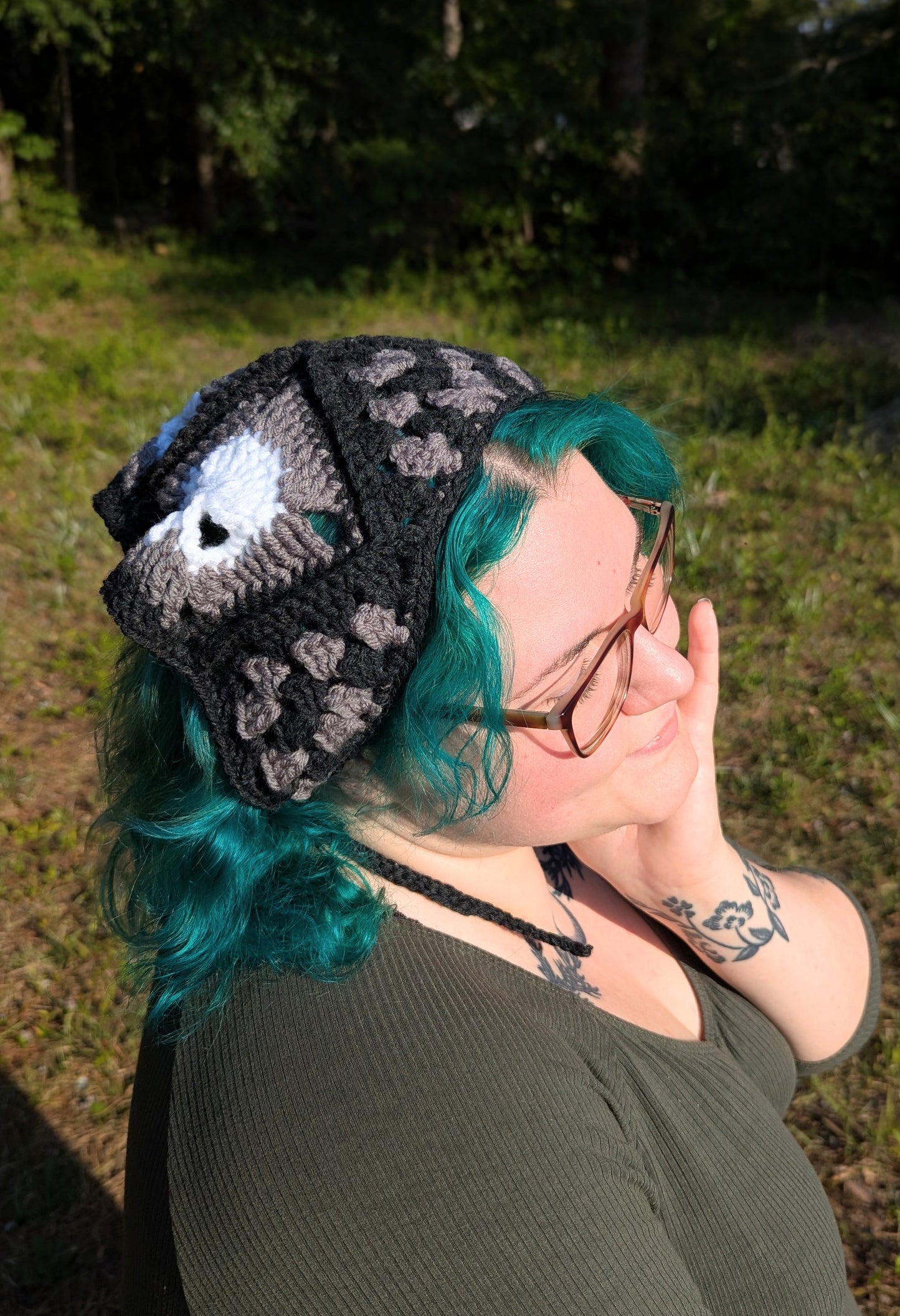 Skull Granny Square Bandana