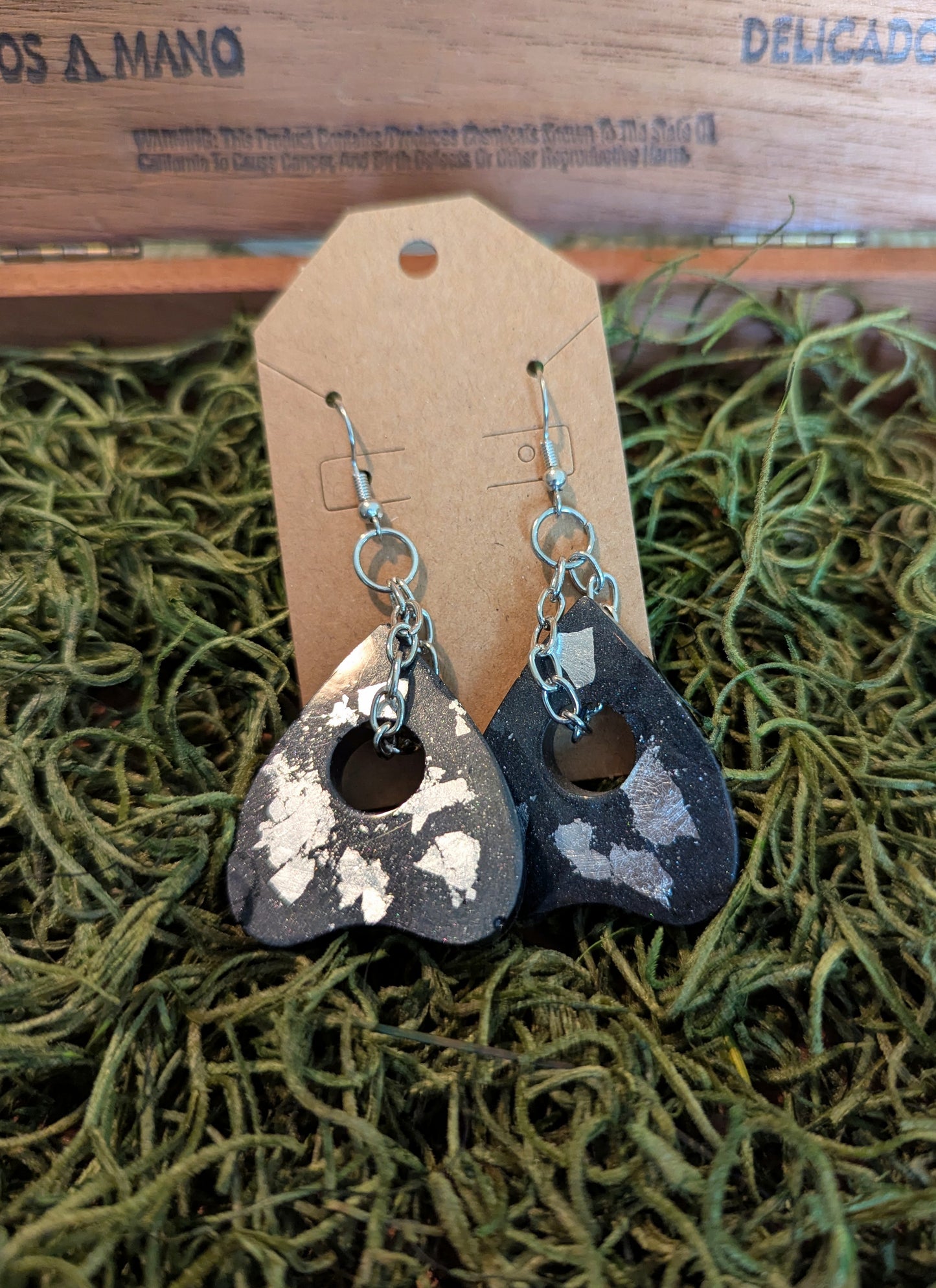 Black/Silver Planchette Earrings