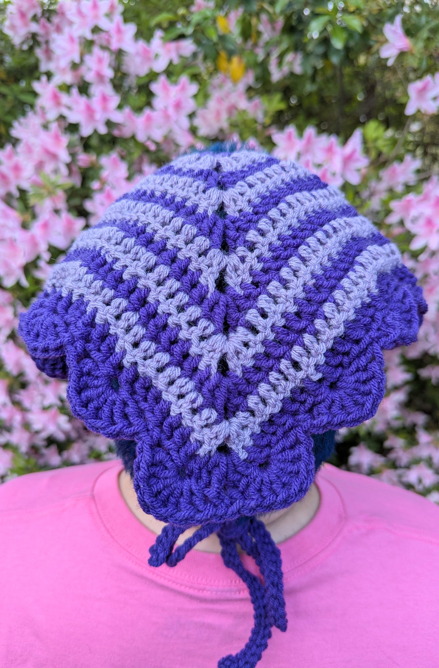 Purple Striped Scalloped Bandana