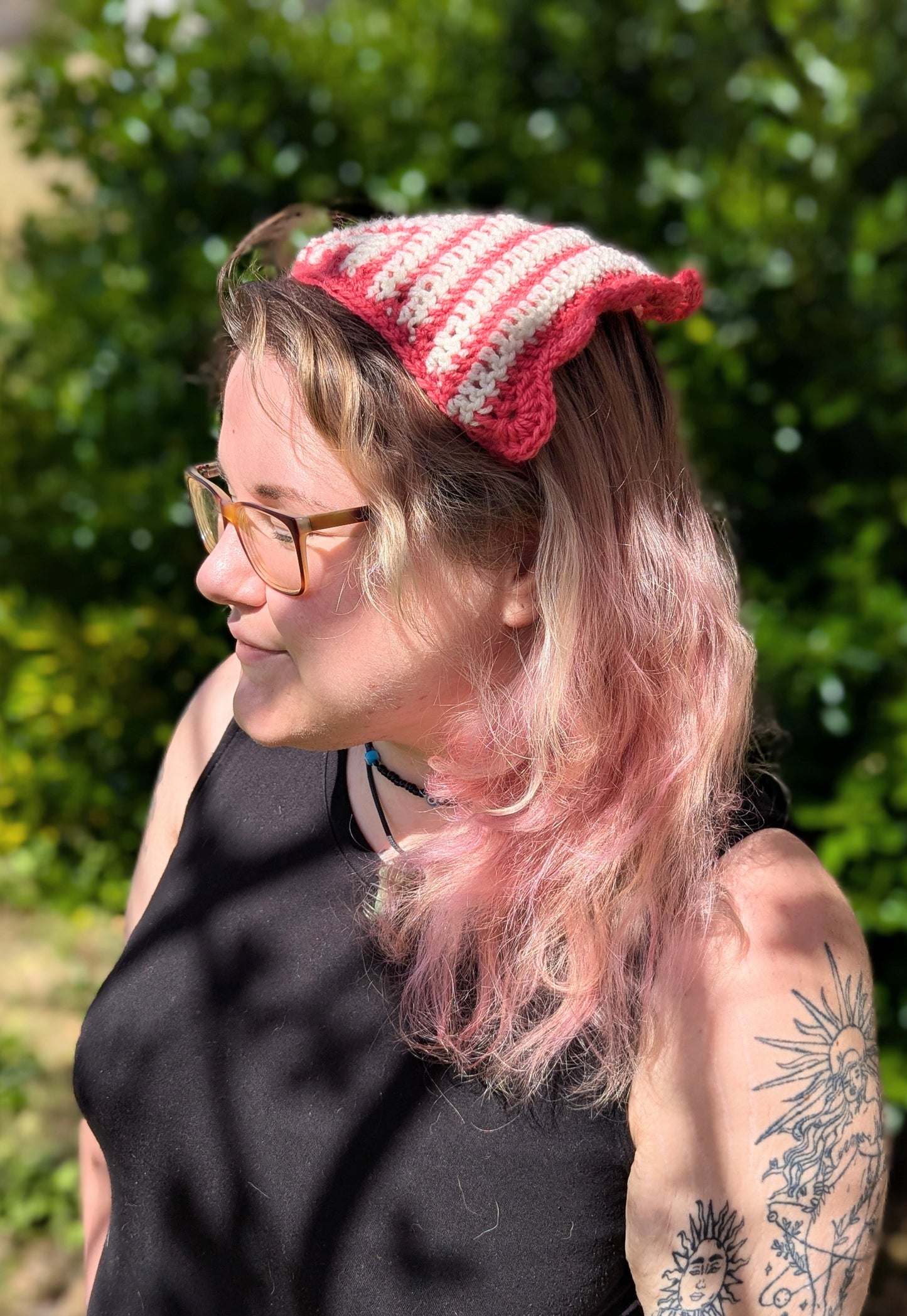 Pink/White Scalloped Bandana