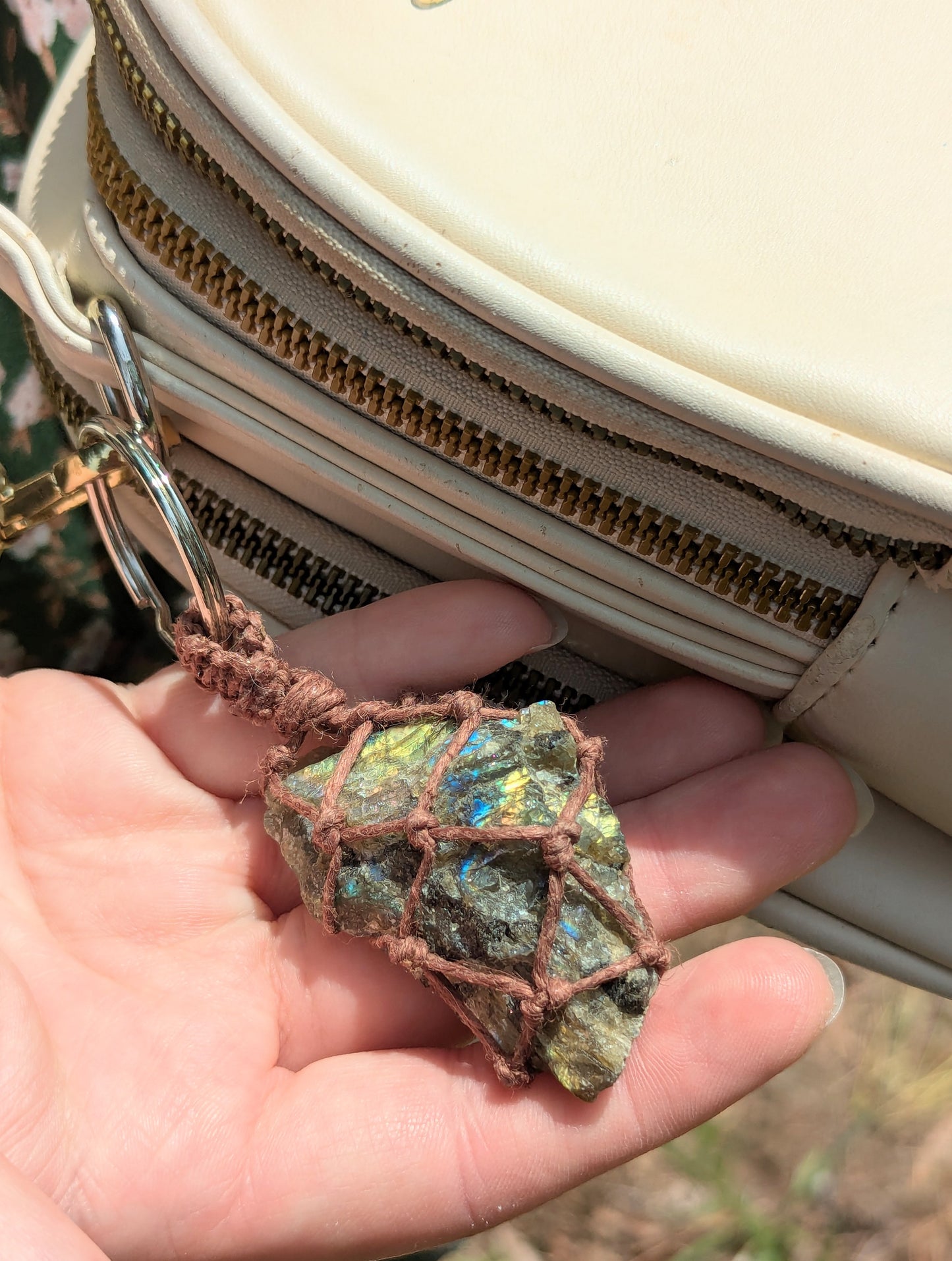 Labradorite Macrame Keychain