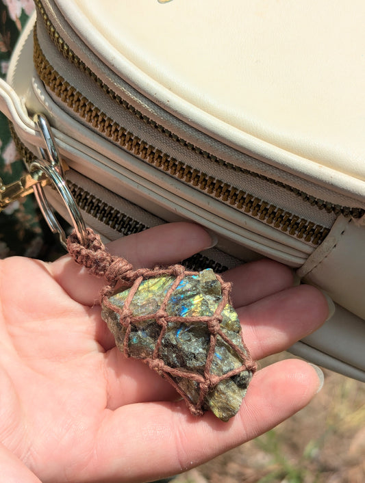 Labradorite Macrame Keychain