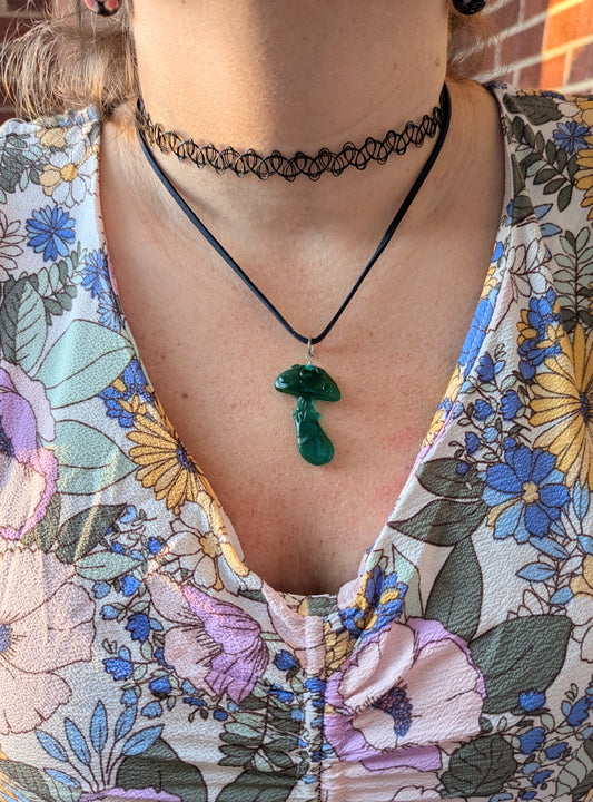Teal Mushroom Necklace
