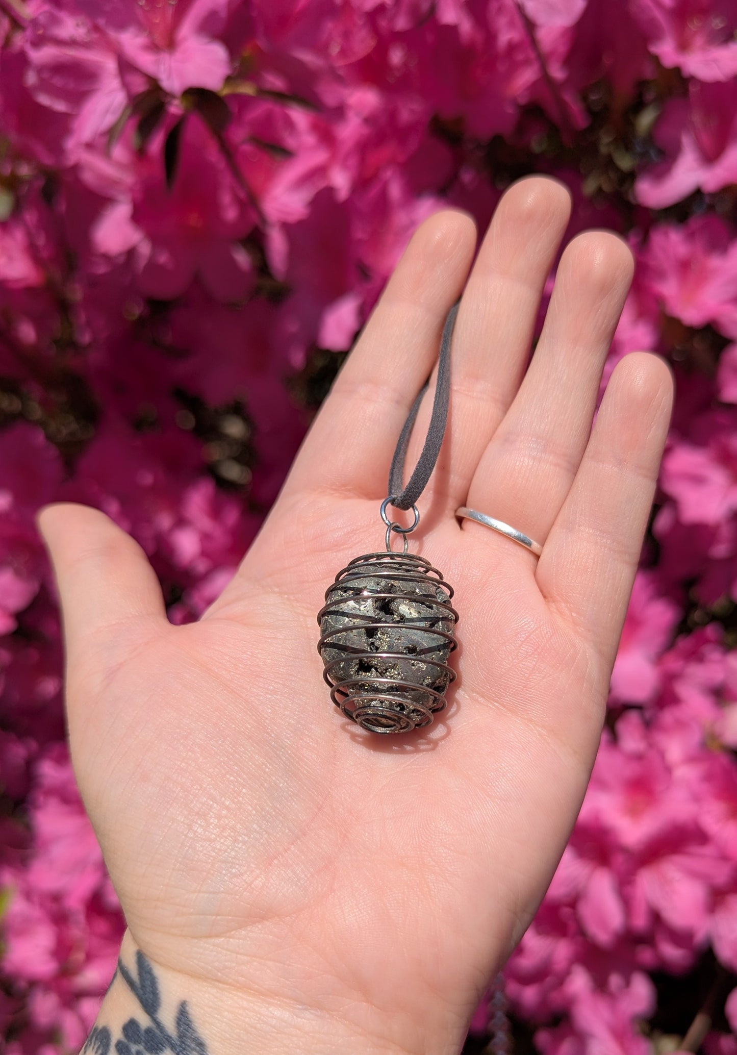 Pyrite Crystal Cage Necklace