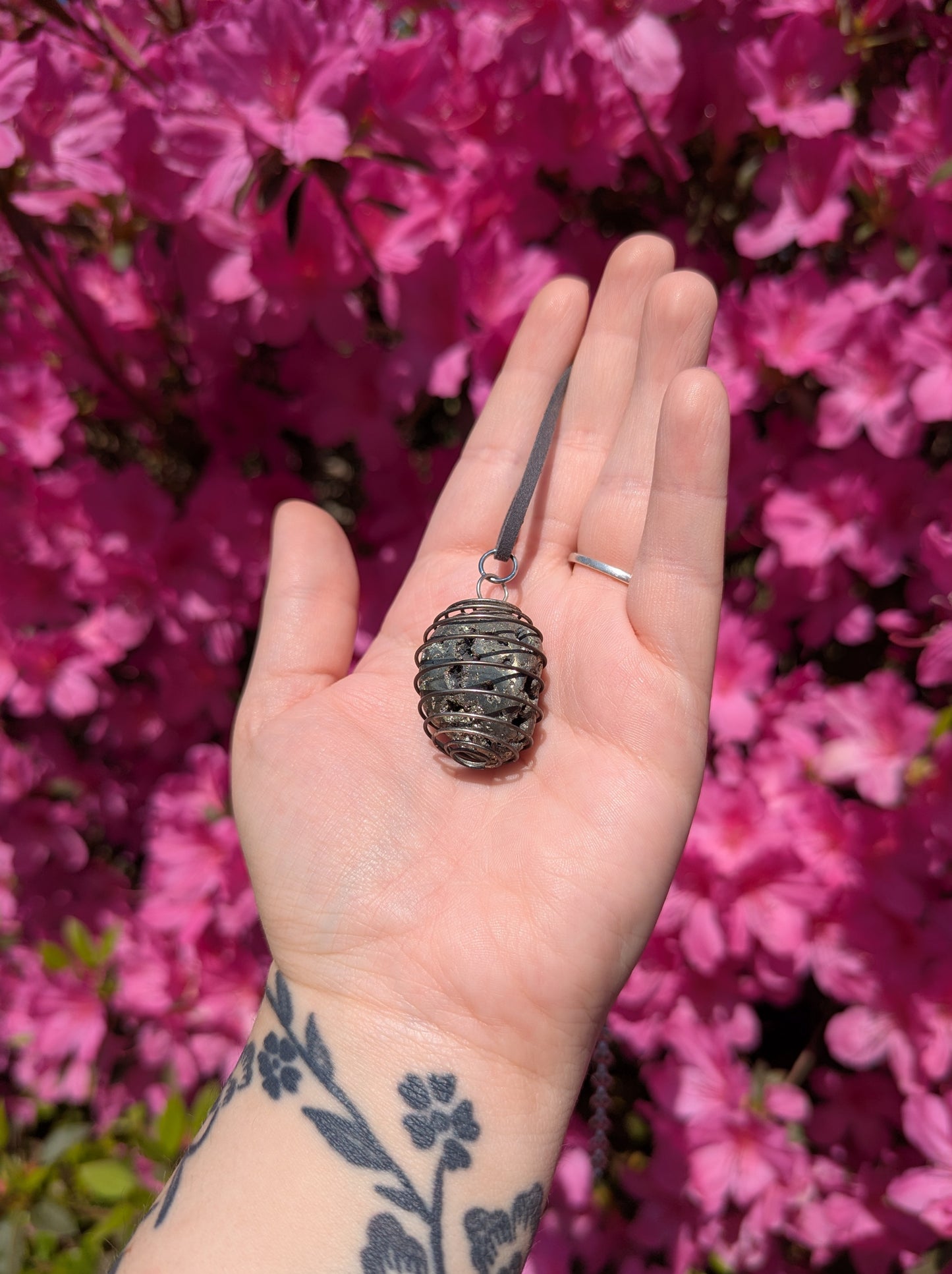 Pyrite Crystal Cage Necklace