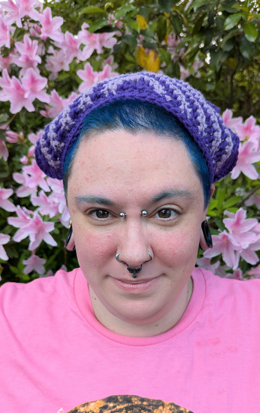 Purple Striped Scalloped Bandana