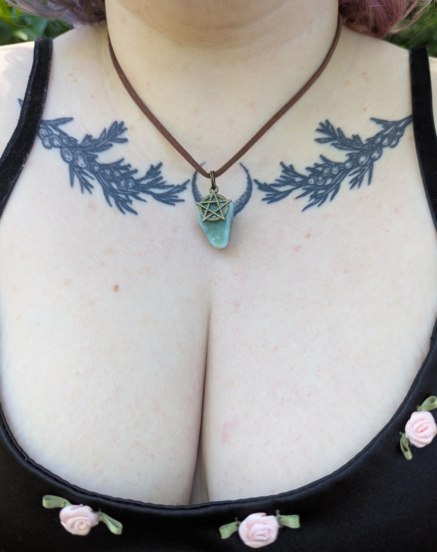Green Calcite Pentagram Necklace