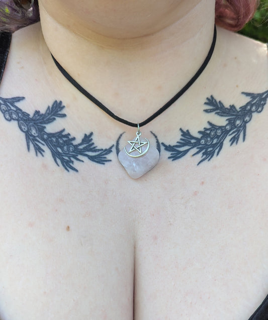 Rose Quartz Pentagram Necklace