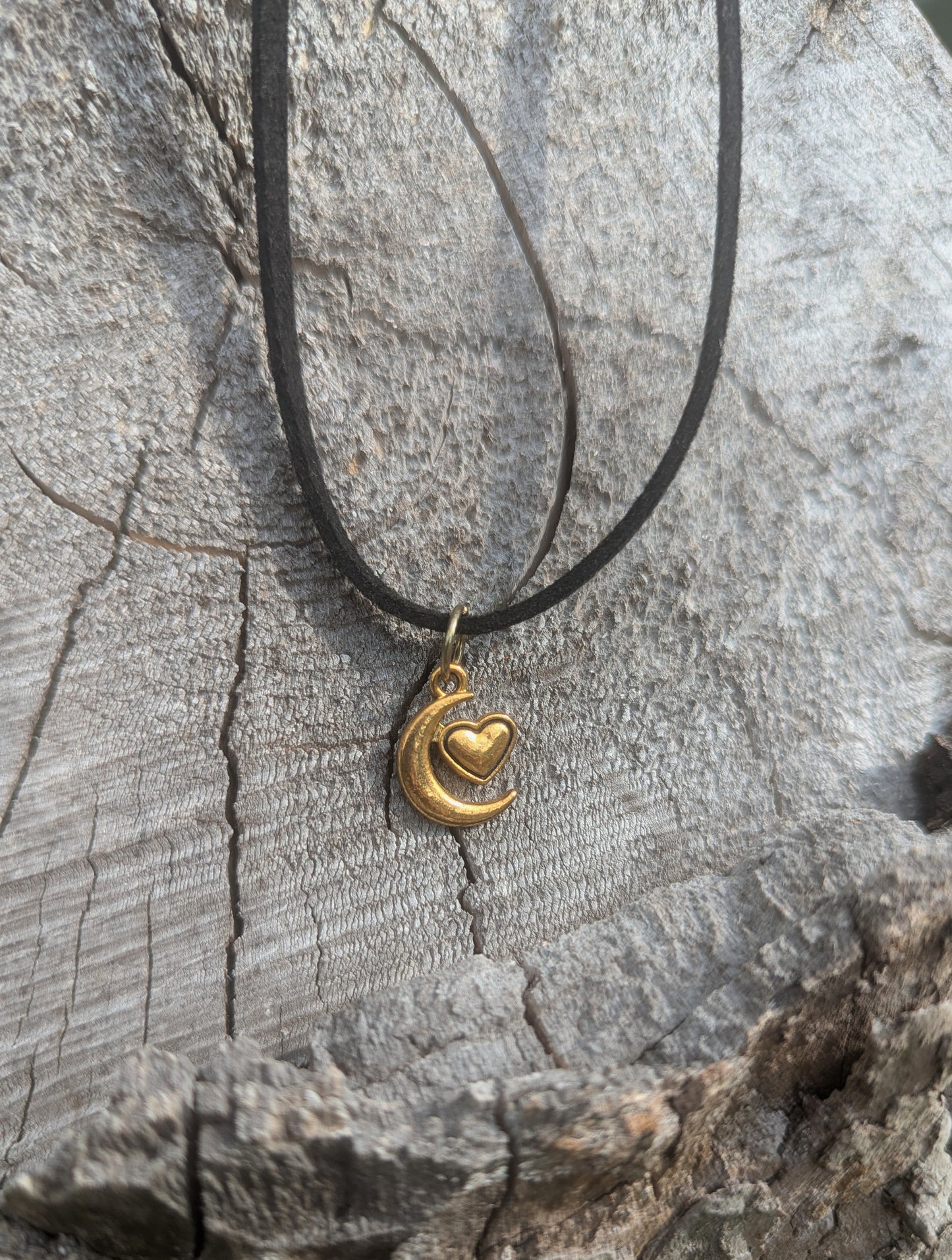 Gold Moon Heart Necklace