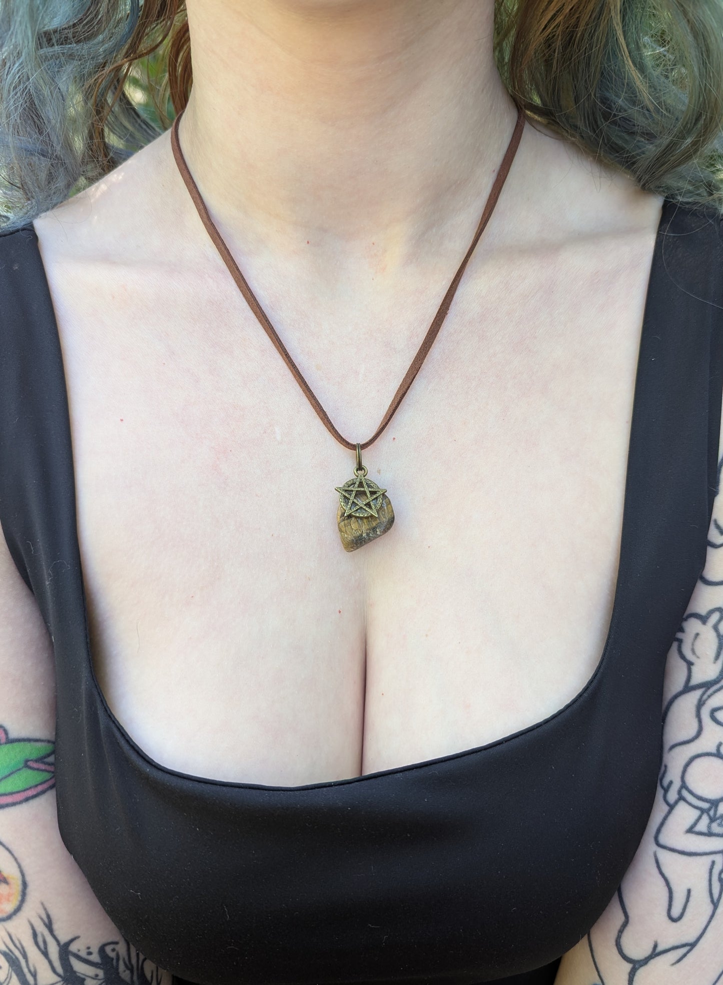 Tiger Eye Pentagram Necklace