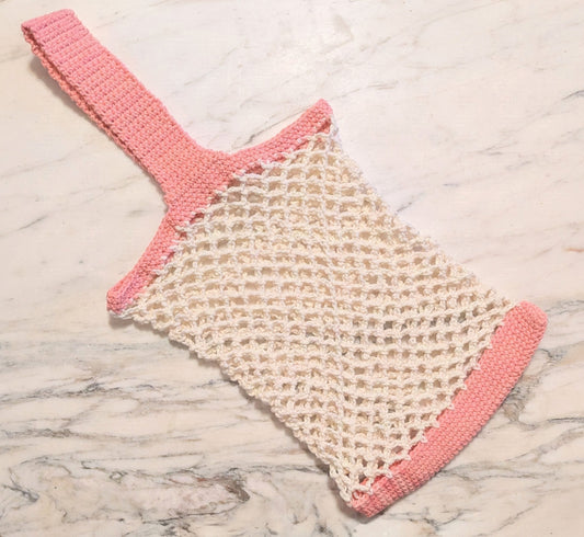 Pink/Cream Mesh Market Bag