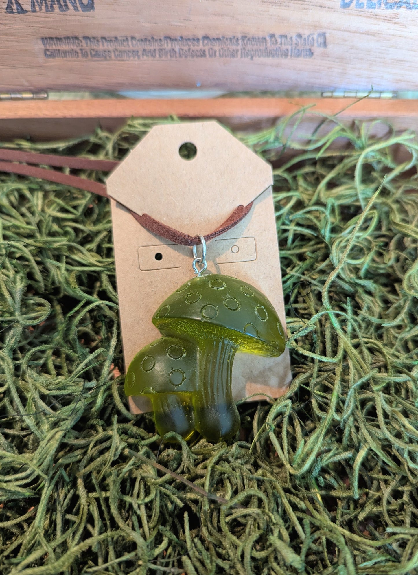 Lime-Yellow Mushroom Necklace