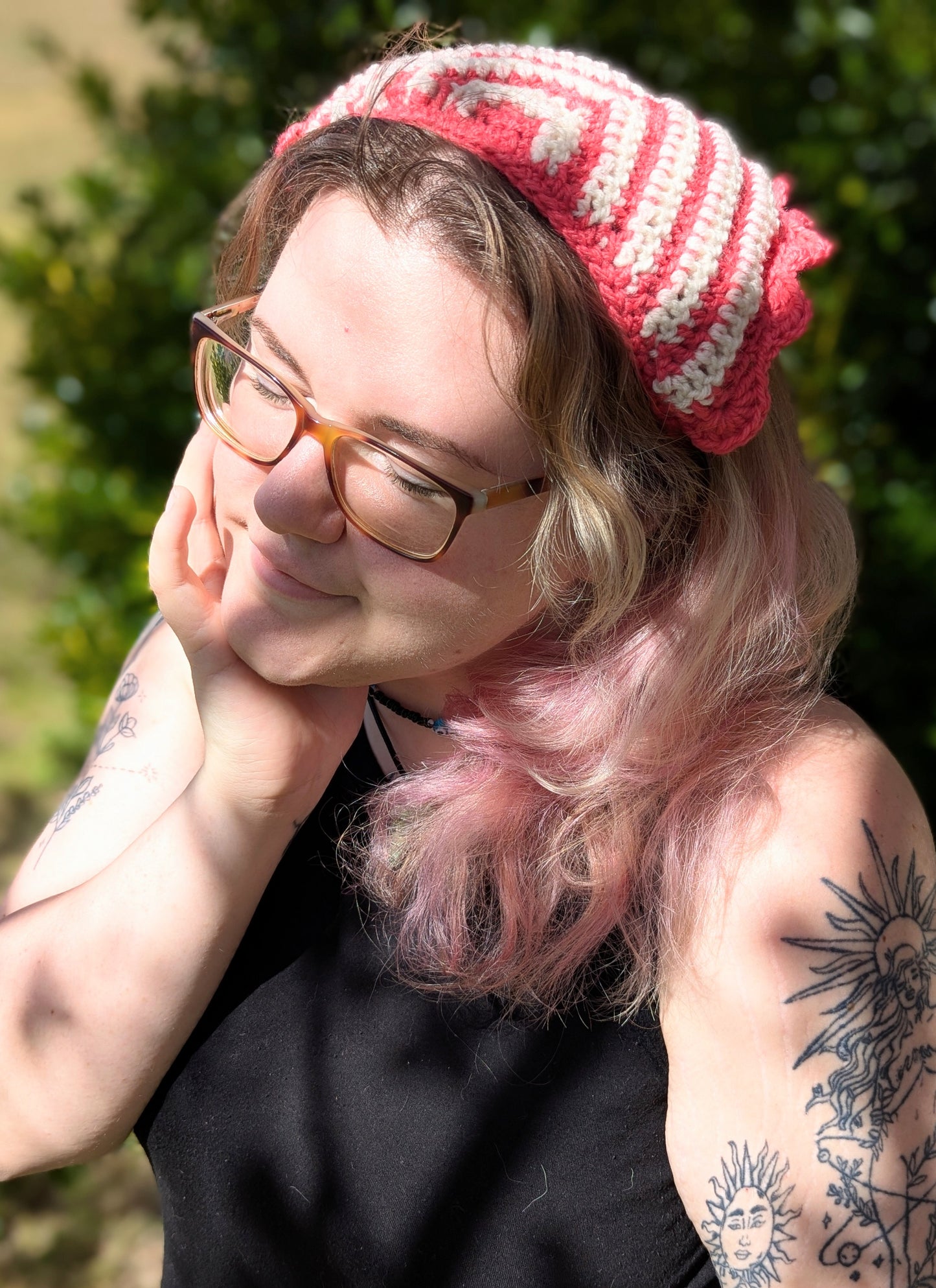 Pink/White Scalloped Bandana