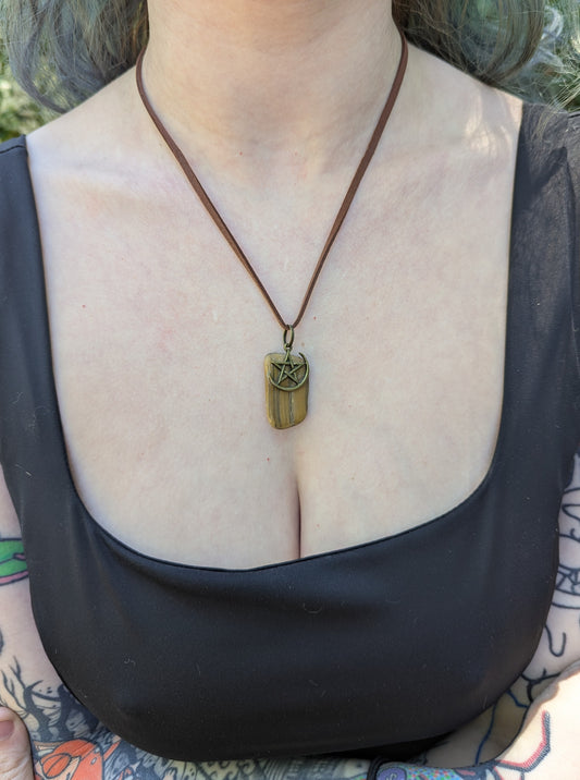 Tiger Eye Pentagram Necklace