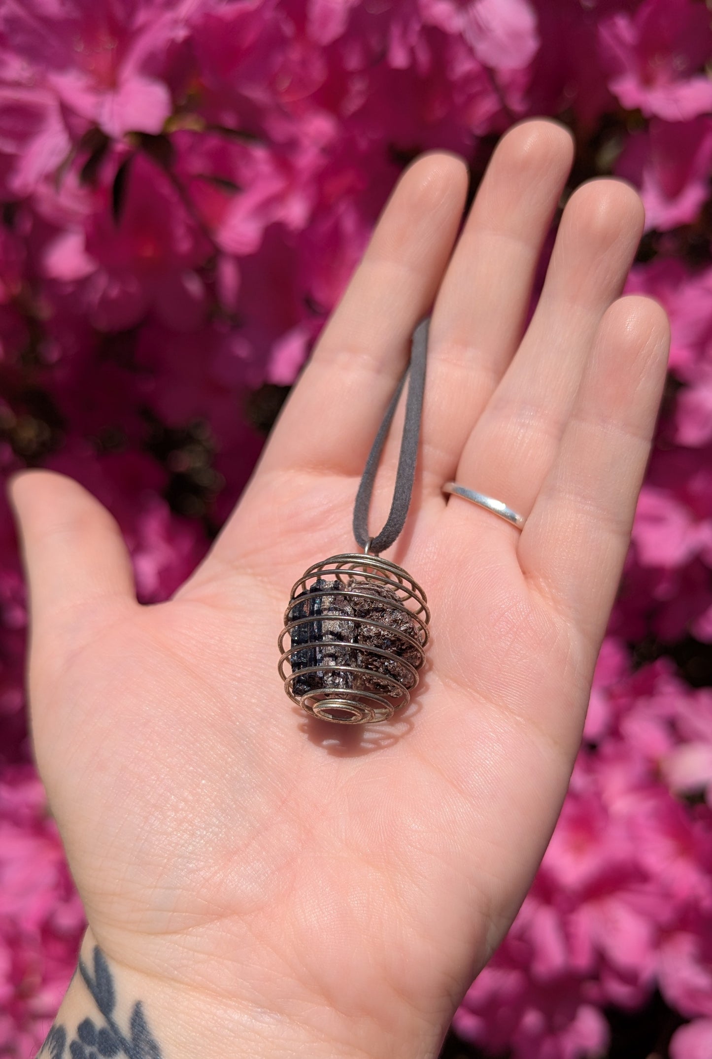 Pyrite & Tourmaline Crystal Cage Necklace