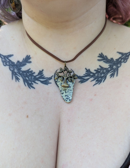 Dalmatian Jasper Tree of Life Necklace