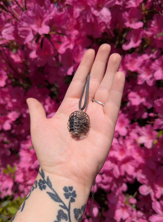 Pyrite & Tourmaline Crystal Cage Necklace