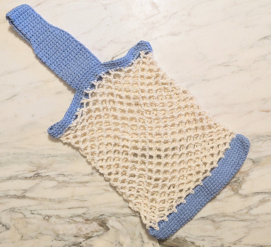 Blue/Cream Mesh Market Bag