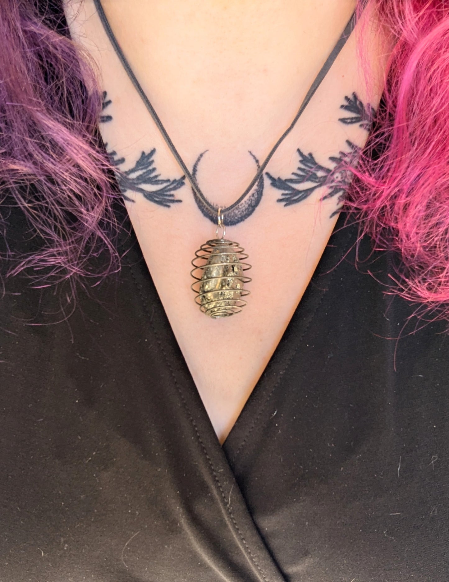 Pyrite Crystal Cage Necklace