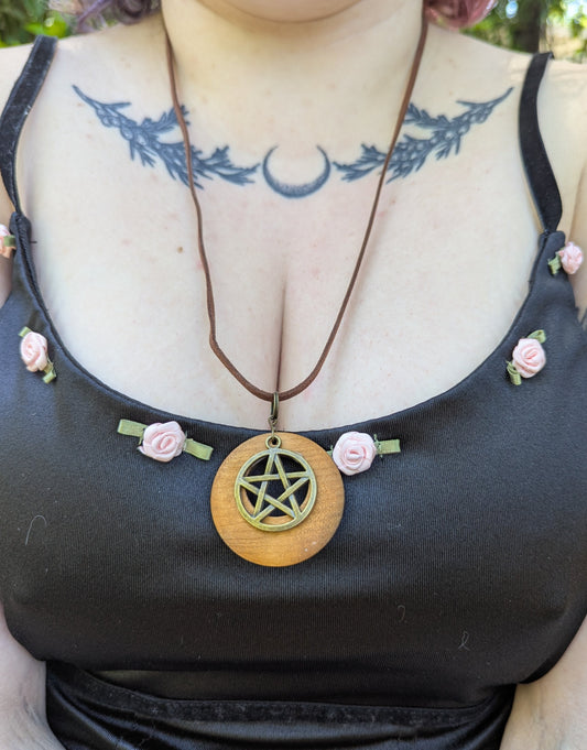 Wooden Pentagram Necklace