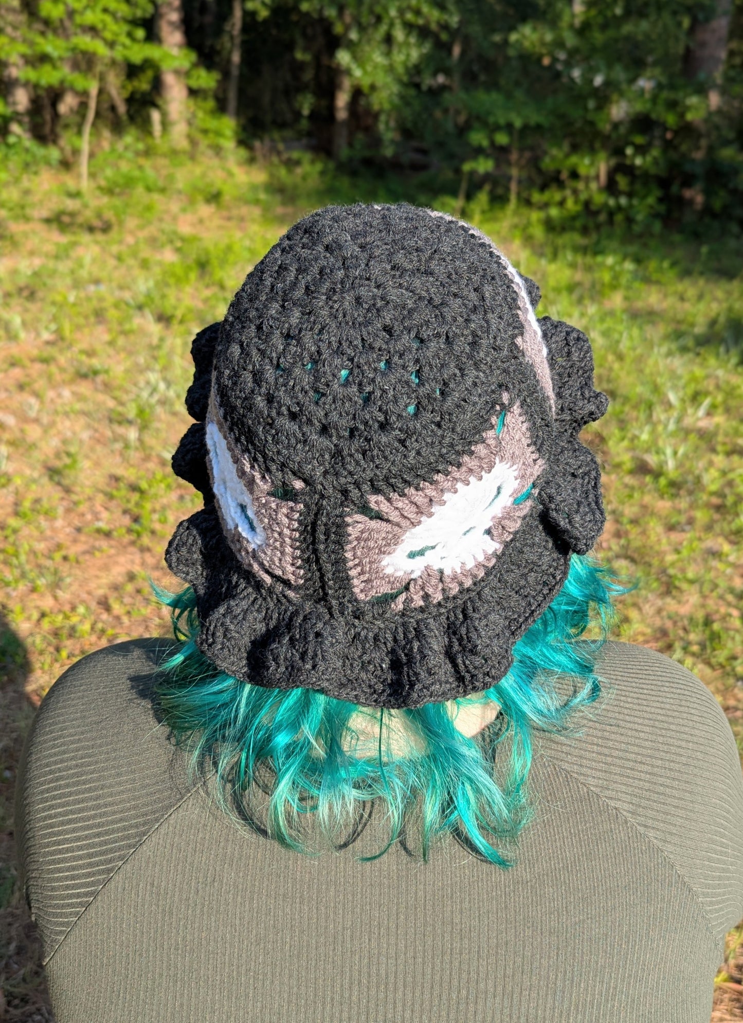 Skull Granny Square Bucket Hat