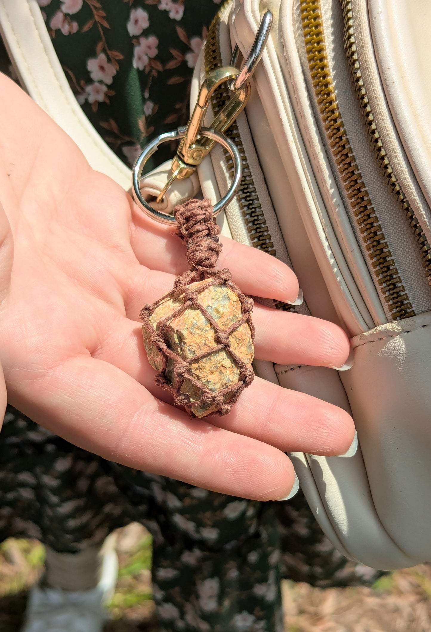 Desert Jasper Macrame Keychain